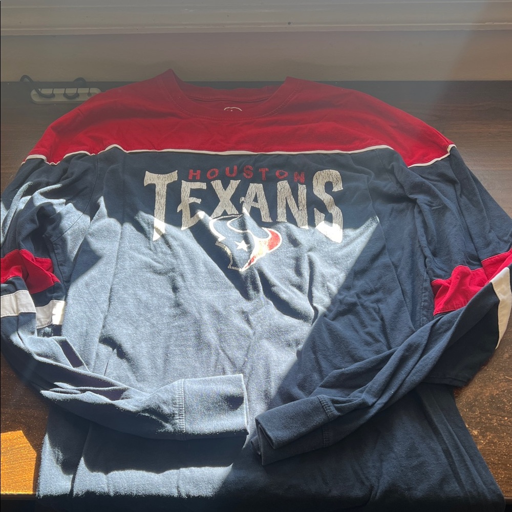 NFL Houston Texans Red and Blue Long Sleeve Shirt